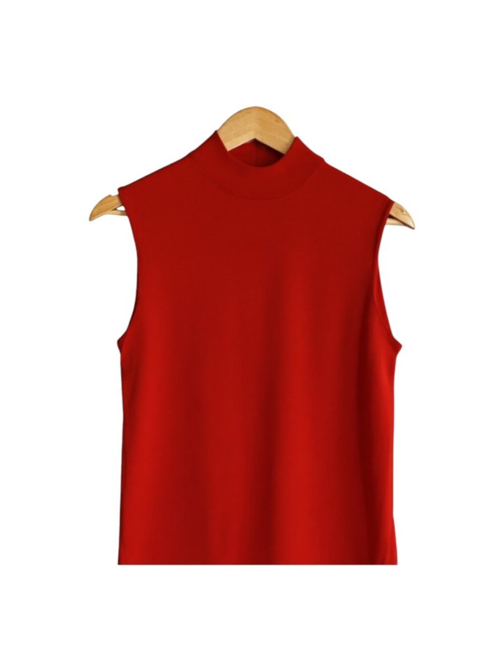 Cable & Gauge 100% Silk Sleeveless Mock Neck Top – Red, Size L
